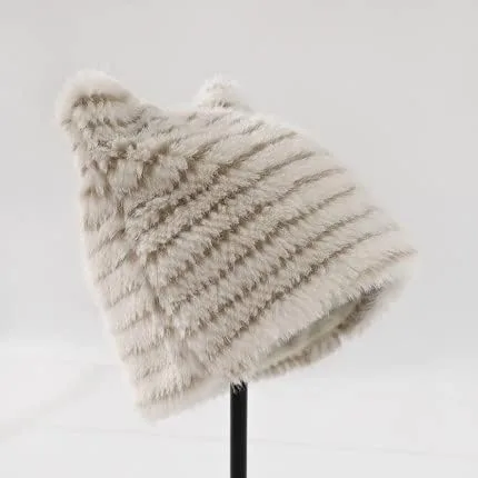 Vista 5 de Gorro de gato con orejas para mujer, gorros holgados para mujer, accesorios grunge, sombreros de ganchillo