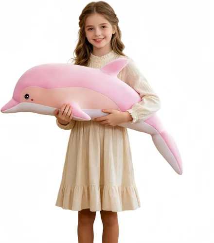 Vista 9 de RYOLOY Almohada de peluche de delfín, almohada gigante de peluche de 39.3 pulgadas, suave felpa del océano marino, regalos para todas las edades