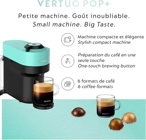Vista 6 de Nespresso Vertuo Pop+ Cafetera de café y espresso de Breville, Aqua Mint