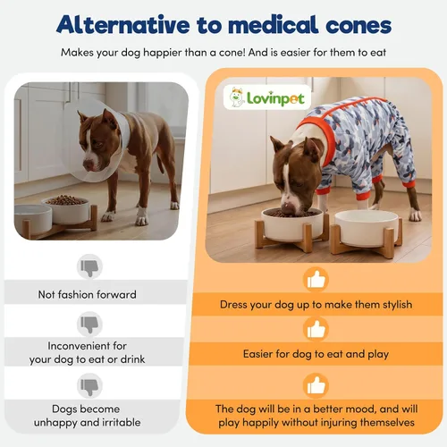Vista 7 de LovinPet Bonitos trajes para perros grandes, estampado gris, talla M