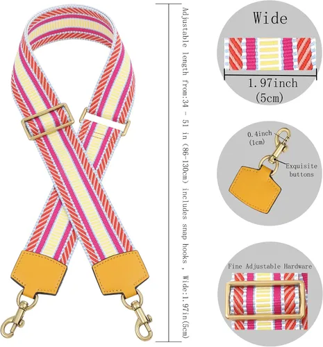 Vista 3 de HUADEK Purse Strap Replacement Crossbody Handbag Stripe Wide Adjustable