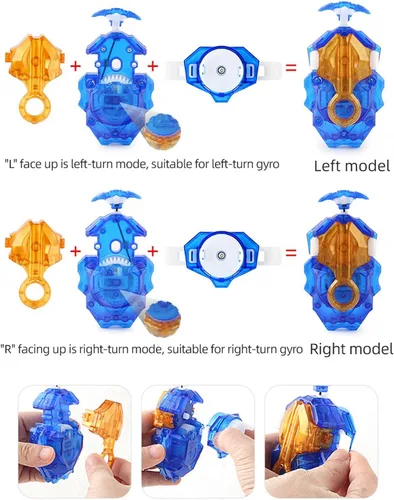 Vista 3 de DYT Battling Tops Burst B 184 Custom Bey Launcher LR Left Right Spin DB Layer System , B 11 Launcher Grip Metal Azul