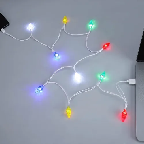 Vista 8 de Cable de carga USB para teléfono con luces LED de Navidad, regalo, para iPhone 13, 12, 11 Pro, XS, XS Max, XR, X, 8 Plus, 8, 7 Plus, 7S Plus, 6S, 6