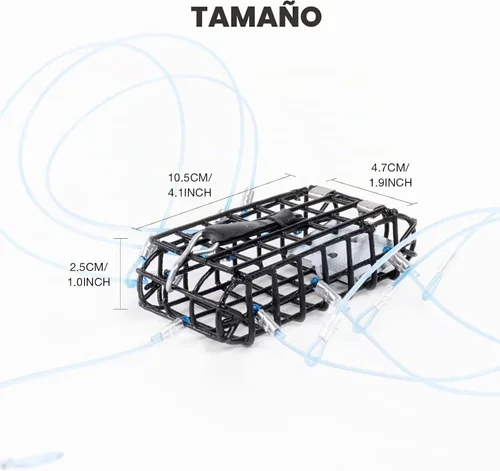 Vista 2 de Trampas para cangrejo con 6 bucles, bloque de acero galvanizado de 1 onza, caja rectangular para cangrejo para Dungeness, roca, cangrejo azul