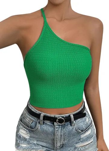 Vista 7 de SweatyRocks Camiseta sin mangas de un hombro para mujer, con lazo en la espalda, ajustada, para discoteca