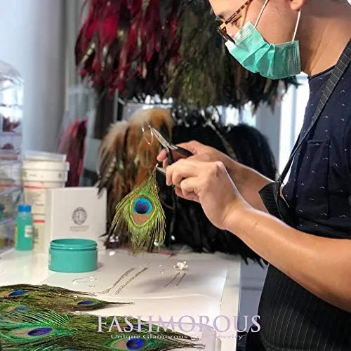 Vista 9 de FASHMOROUS - Pendientes de plumas negras para mujer, aretes de plumas para mujer, aretes de plumas negras para mujer