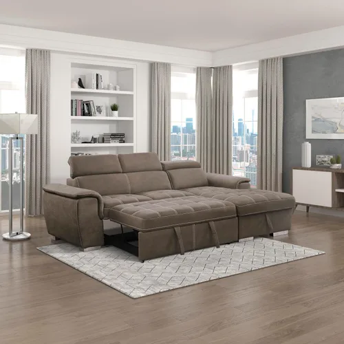 Vista 13 de Lexicon Cheyenne Sofá cama modular convertible, diván derecho, color azul