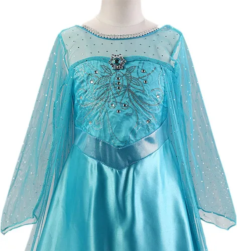 Vista 4 de Enterlife - Disfraz de princesa de lentejuelas para niñas para fiesta de cumpleaños Halloween color azul
