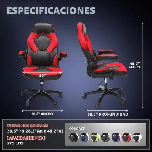 Vista 2 de RESPAWN 3085 Silla de juegos, silla ergonómica de oficina, reposacabezas Rojo
