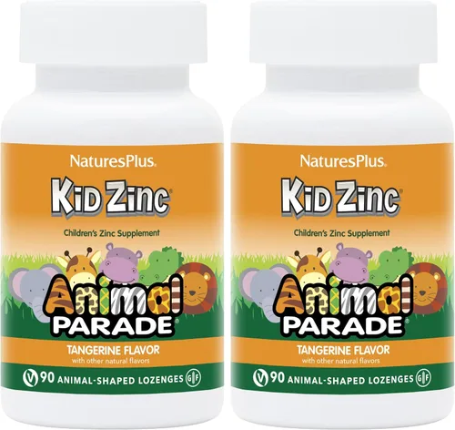 Vista 7 de NaturesPlus Animal Parade KidZinc, sabor a mandarina, 90 pastillas con forma de animal, zinc quelado orgánicamente, vegano, sin gluten, 90 porciones