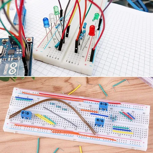 Vista 6 de Componente electrónico de la tabla de cortar el pan, kit electrónico divertido con 830 puntos de amarre Breadboard, paquete, fuente de alimentación