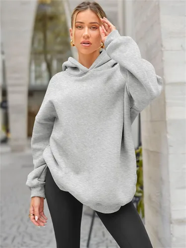 Vista 4 de EFAN Sudaderas con capucha de gran tamaño para mujer, sudaderas de forro polar con capucha, suéteres casuales y cómodos, ropa de moda de otoño 2023