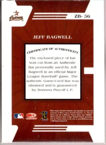Vista 2 de Jeff Bagwell Card 2005 Zenith Z-Bats #56