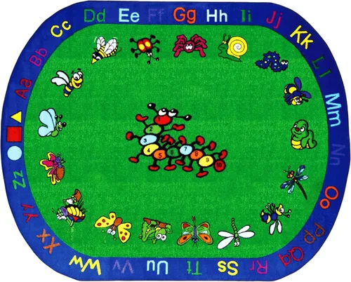 Vista 11 de SAFECASTLE Alfombra para niños de 5 pies 4 pulgadas x 7 pies 8 pulgadas, alfa con actitud, alfombra educativa de aprendizaje ABC para aulas, salas