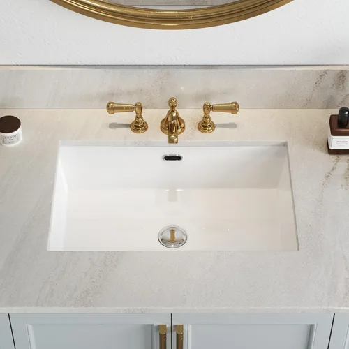 Vista 15 de HOROW Lavabo de Baño Rectangular para Montaje Inferior, Lavabo Rectangular de Vasija de 20 x 15 Pulgadas con Rebosadero, Lavabo de Cerámica Blanca