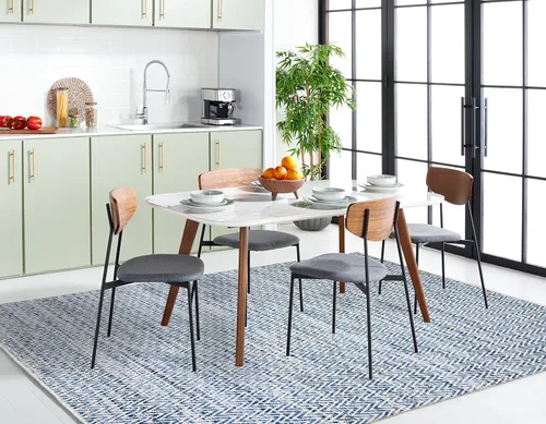 Vista 3 de Safavieh Colección Montauk - Alfombra de área de 5 x 8 pies, azul, hecha a mano, ideal para zonas de alto tráfico en sala de estar, dormitorio