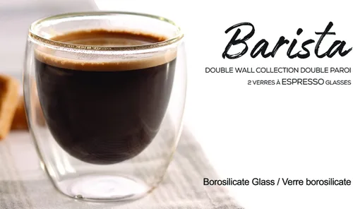 Vista 5 de Taza aislada de doble pared para café, capuchino, café con leche, espresso, té, térmico, transparente, 3.2 fl oz, 2 tazas/tazas (paquete de 2)