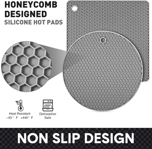 Vista 3 de Remagr Paquete de 12 salvamanteles de silicona con guantes de silicona para horno, soportes antideslizantes para ollas, resistentes al calor