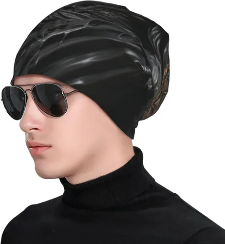 Vista 3 de Gorro de punto holgado con diseño de calavera para mujeres y hombres, verano e invierno