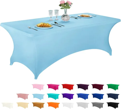 Vista 22 de LZY Cubierta de Mesa Elástica Ajustable de Spandex para Mesa Plegable de 6 pies, 4 pies o 8 pies, Mantel de Cóctel Rectangular, Perfecto para Champn