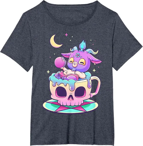 Vista 54 de Kawaii Pastel Goth Cute espeluznante Pentáculo Baphomet - Camiseta de cabra, Negro