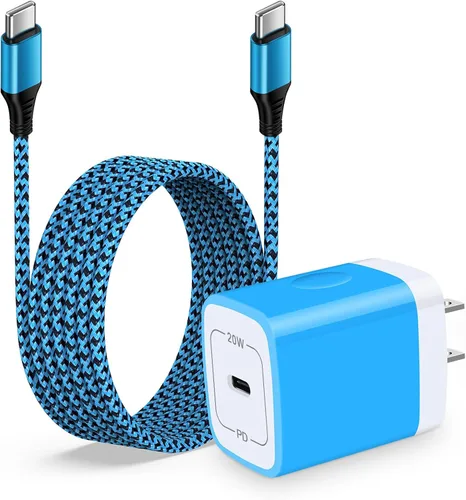 Vista 16 de Cargador rápido de iPhone 16e para iPhone 17 Air 16 Pro Max/16 Pro/16 Plus/16/15, iPad Pro Air Mini, cable de carga USB C a C de 6 pies para Samsung