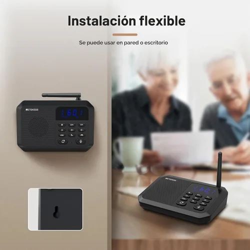 Vista 5 de Retekess TH201 Intercomunicadores inalámbricos para el hogar, intercomunicador manos libres, largo alcance 1 milla, 22 canales, VOX, cuidado