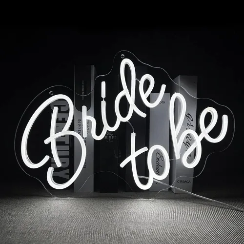 Vista 4 de Letrero LED de neón de Bride to Be reutilizable, decoración de pared de neón, fiesta de compromiso Letras blancas de luces de neón para despedida