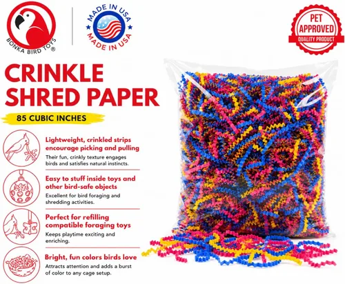 Vista 5 de Bonka Bird Toys 1654 Pk3 Crinkle Paper Shred Loros Conures Amazonas Forrajeo Cesta Llenadora