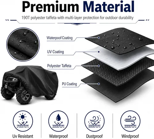 Vista 4 de ZOEDO - Funda impermeable para ATV, cubiertas resistentes al viento para quad, cubiertas para todo tipo de clima para vehículos de 4 ruedas, aptas