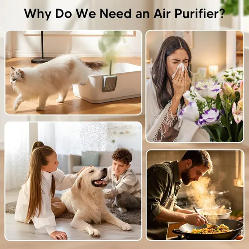 Vista 4 de Purificadores de aire para dormitorio del hogar de hasta 1250 pies cuadrados - Purificador de aire HEPA H14 con aroma y modo de sueño, purificador