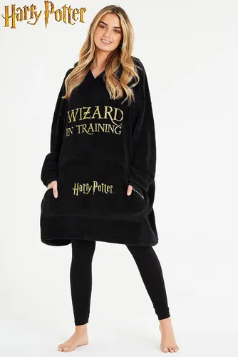 Vista 5 de Harry Potter Manta de gran tamaño con capucha para mujeres, hombres y adolescentes, manta de forro polar Negro