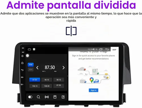 Vista 7 de Estéreo de radio de coche Android para Honda Civic 2016-2021 unidad Biorunn 9 pulgadas GPS inalámbrico con cable de coche Android Auto pantalla