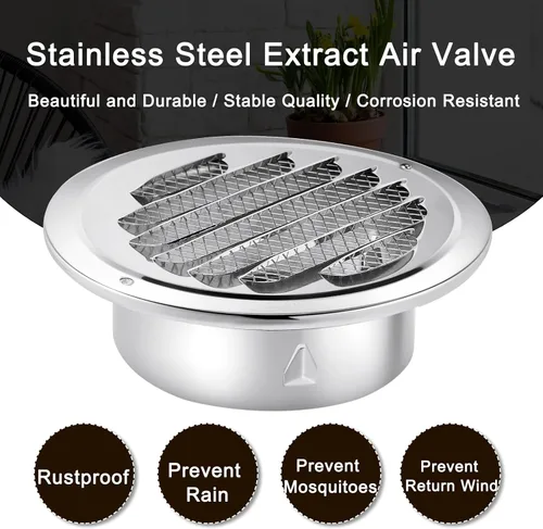 Vista 6 de Zonon 1 pieza de rejillas de ventilación de sofito de acero inoxidable de 4 pulgadas, cubierta de ventilación redonda para secadora con pantalla