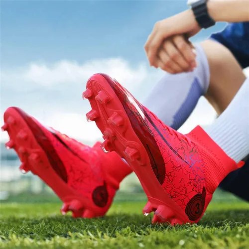 Vista 7 de GEXECEUSS Botas de fútbol de alta calidad, transpirables, ligeras, juveniles, profesionales, zapatos de fútbol de suelo firme para entrenamiento