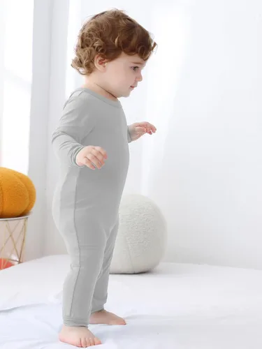 Vista 4 de GUISBY Pijama de rayón para bebé, manga larga con cierre a presión