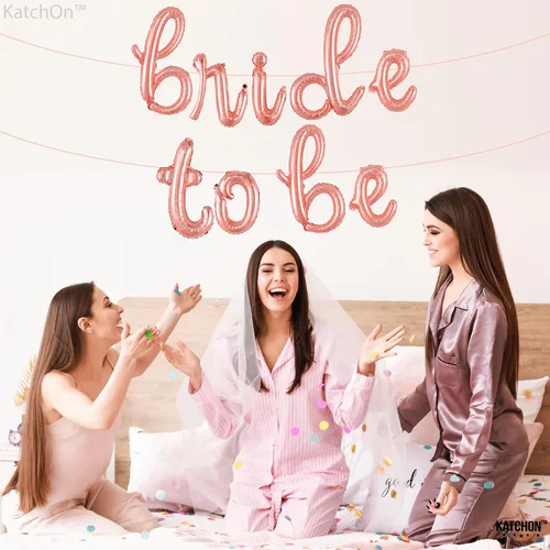 Vista 6 de KatchOn, Globos de oro rosa con texto en inglés "Bride To Be", 16 pulgadas, globos de despedida de soltera para decoraciones de despedida