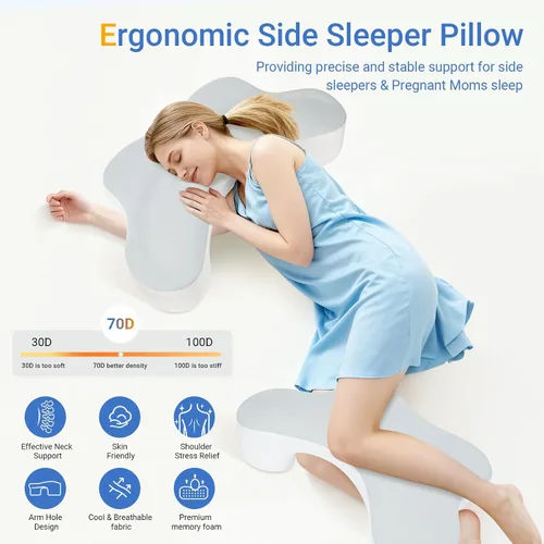 Vista 2 de Almohadas para dormir de lado con orificios para los brazos, soporte