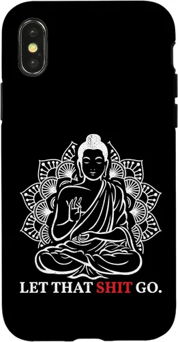 Vista 5 de iPhone 12 mini Let That Shit Go Buda Meditación Entrenamiento Yoga Lover Estuche de regalo