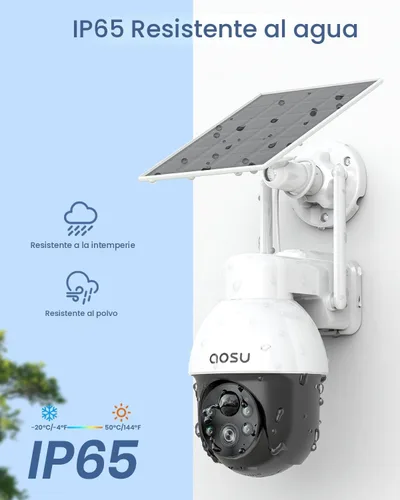 Vista 6 de aosu Cámara solar de seguridad para exteriores - Cámaras de seguridad inalámbricas para exteriores con vista panorámica de 360°, seguimiento