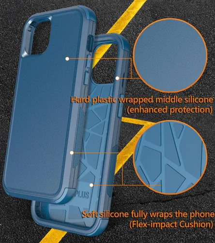 Vista 8 de Diverbox Funda para iPhone 15 [a prueba de golpes] [a prueba de caídas] [protector de pantalla de vidrio templado], funda de protección resistente