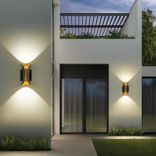 Vista 9 de ziidoo Aplique de pared moderno para interiores y exteriores, 7.9 pulgadas IP65 negro y dorado LED luminaria para patio, porche, puerta delantera