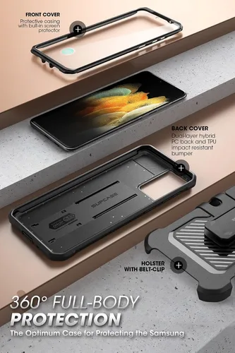 Vista 5 de SUPCASE Unicorn Beetle Pro Series - Funda diseñada para Samsung Galaxy S21 FE 5G (versión 2022), funda resistente de doble capa y función atril