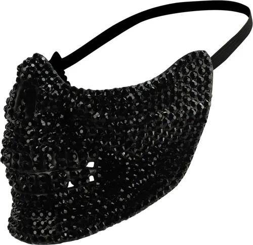 Vista 2 de Trendy Apparel Shop Accesorio de disfraz de media máscara de calavera con diamantes de imitación