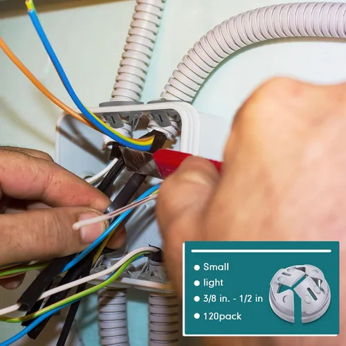 Vista 4 de Sintuff 120 piezas 3/8 pulgadas - 1/2 pulg. Conector a presión de botón no metálico a granel gris NM Conector de cable Conector de conducto