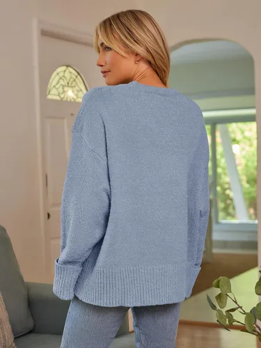 Vista 28 de LILLUSORY - Suéteres sin botones grandes para mujer, suéter mullido, grueso y cálido