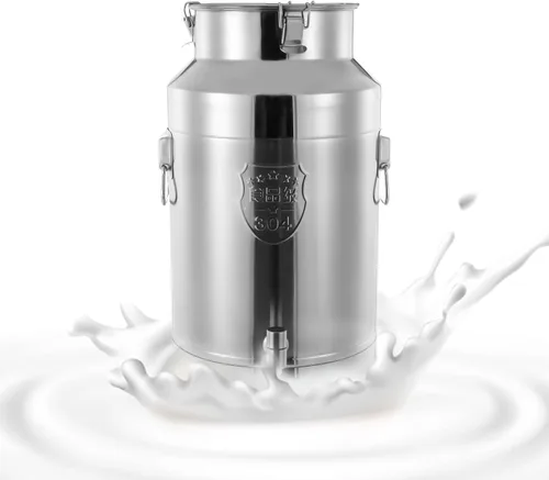 Vista 10 de LOYALHEARTDY Lata de leche de 10L/2.64 galones, latas de transporte de leche de acero inoxidable, cubo de vino, jarra, jarra de aceite, barril