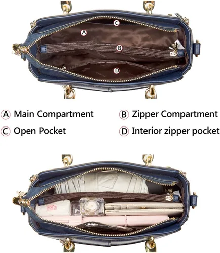 Vista 4 de Bolsos de cuero para mujer, bolsos con asa superior con correa ajustable