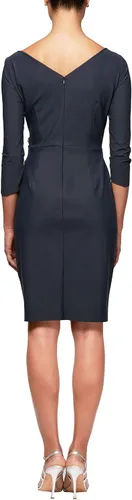 Vista 2 de Alex Evenings Vestido corto de manga 34 para mujer con cuello excedente, verde azulado