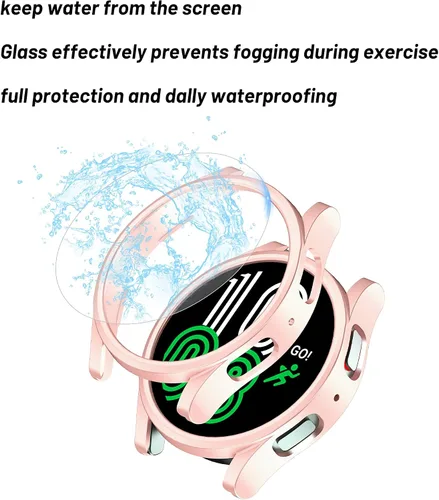 Vista 3 de Paquete de 4 + 4 protectores de pantalla para Samsung Galaxy Watch 5/4 de 1.732 pulgadas (1.732 in), protector de pantalla duro de policarbonato Oro